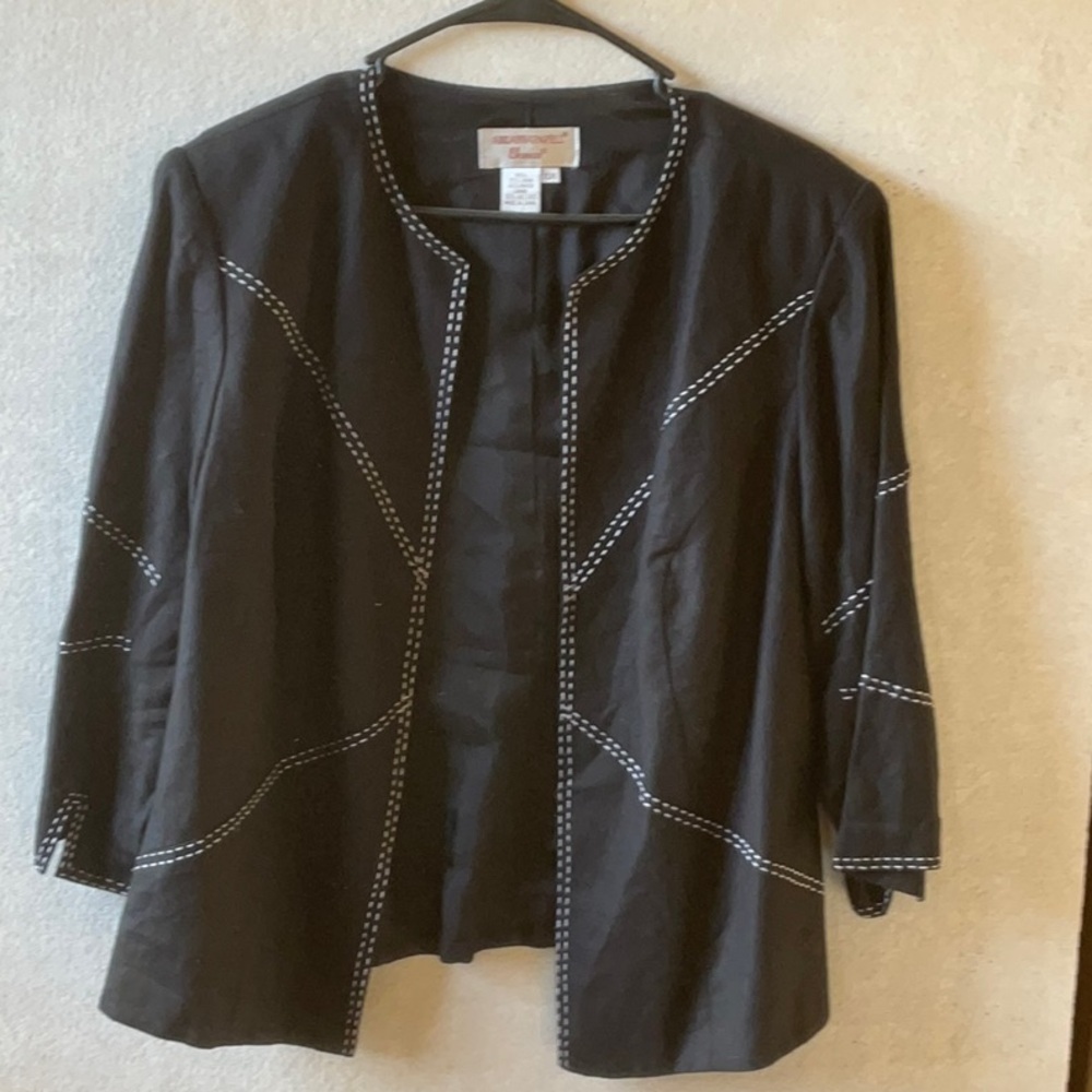 Adrianna Papell Black Jacket with White Stitching. Size 14W